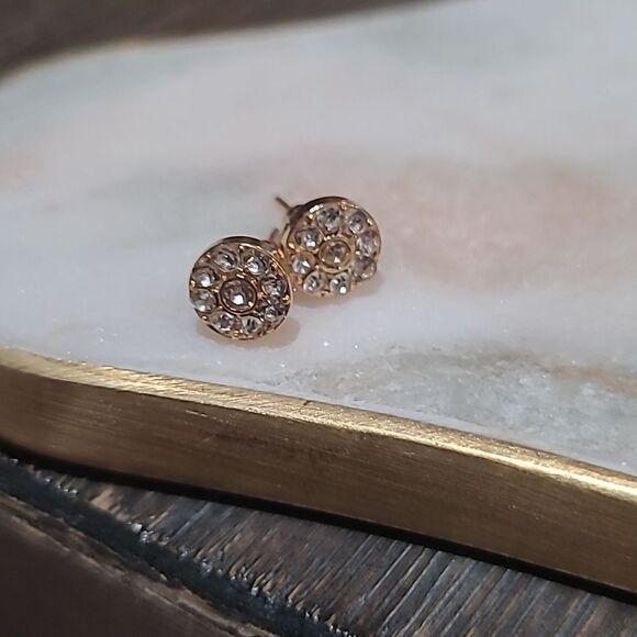 💲6️⃣ Bundled ✔️Crystal Perfectly Round Gold Stud Earring - Picture 1 of 10